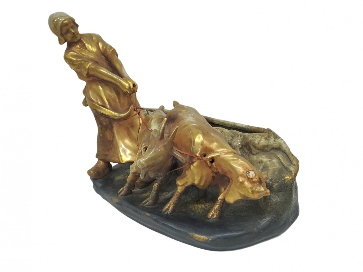 Magnifique statue, céramique représentant une bergère et ses chèvres (voir autres photos pour condition) 3 Magnifique statue, céramique représentant une bergère et ses chèvres (voir autres photos pour condition) 3