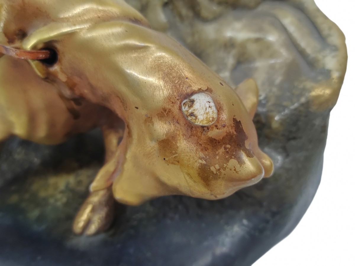 Magnifique statue, céramique représentant une bergère et ses chèvres (voir autres photos pour condition) 5 Magnifique statue, céramique représentant une bergère et ses chèvres (voir autres photos pour condition) 5