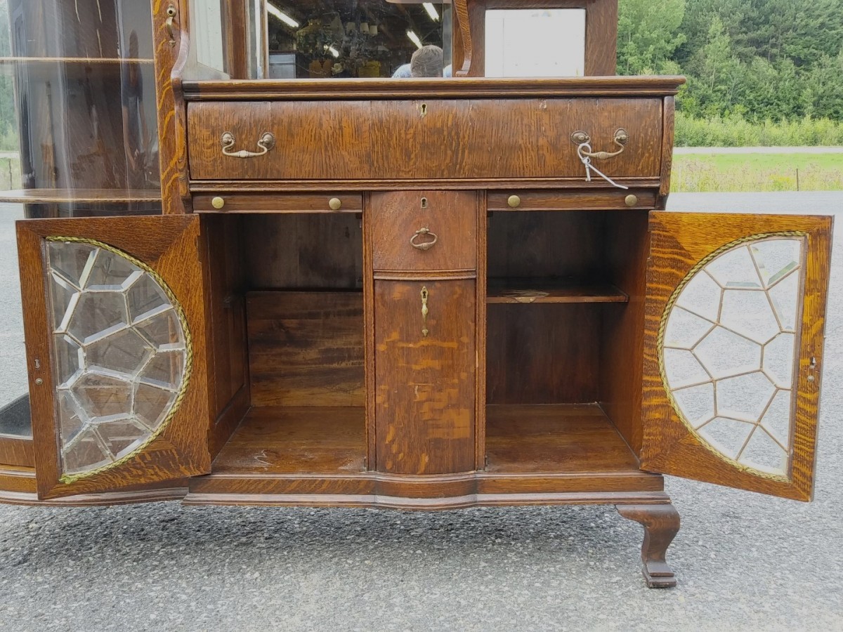 Antique oak sideboard cabinet 5