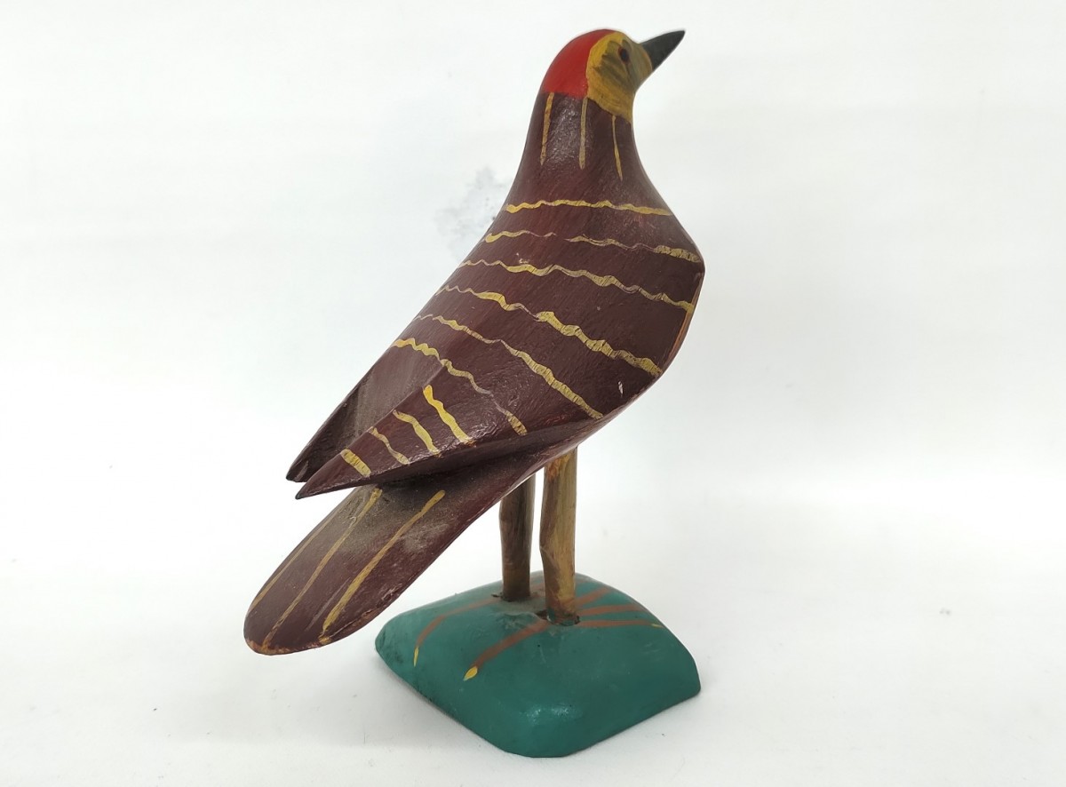 Sculpture art populaire, oiseau sculpté en bois  4
