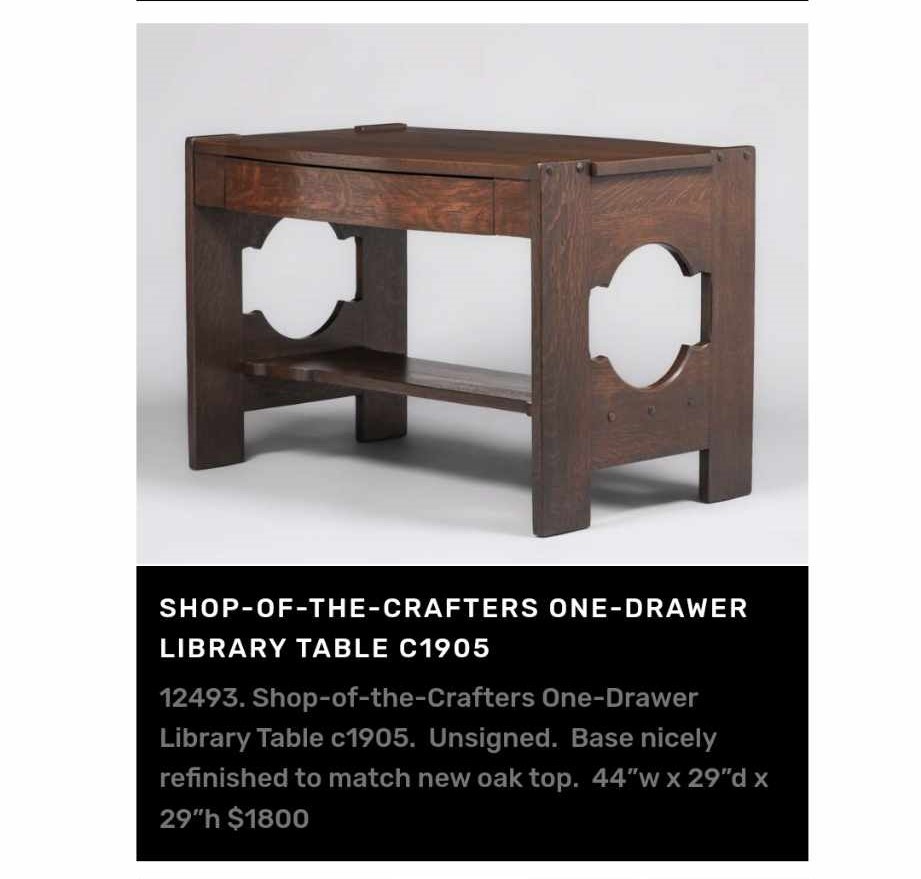 Table de librairie en chêne, style arts & crafts 8