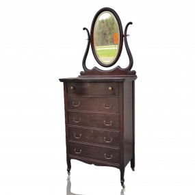 Highboy dresser with mirror