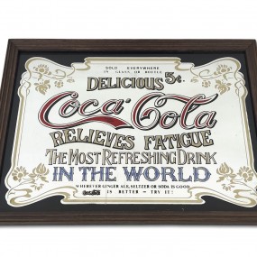#53854 -  Miroir publicitaire Coca-Cola, reproduction des années 1990 