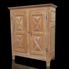 #57703 -  Exceptionnelle armoire Québécoise à pointes à diamants, croix St-André, régime français 