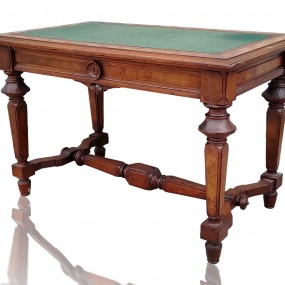 #58196 -  Magnifique table en noyer, piétement à traverses