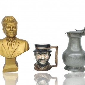 #57955 -  Buste statue de John F. kennedy, tasse et carafe, pichet en étain 