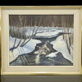 #58325 -  Huile sur toile signé J.P. Côté, tableau, peinture 