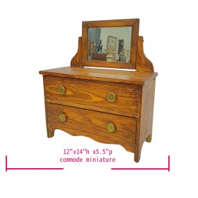 #58591 - 65$ Miniature chest with mirror. Antique wood. Unique charm.