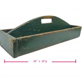 #58602 -   Antique green toolbox. Unique patina. Charming decor