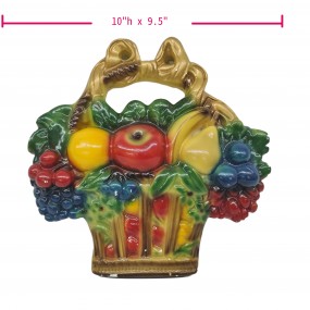 #58572 - 25$ Ceramic fruit basket wall art. Bright colors. Retro decor.