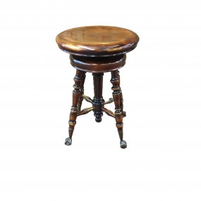 #58593 - 115$ Antique piano stool. Swivel top. Turned wood.