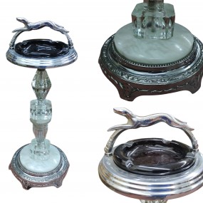 #58583 -  Art Deco standing ashtray. Glass and chrome. Elegant.