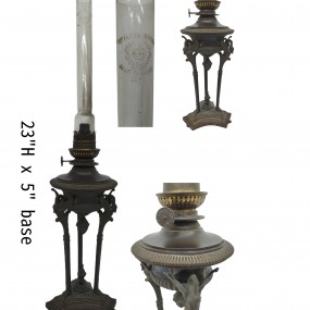 #58673 -  Lampe à huile française, structure fine, verre marqué, rare
