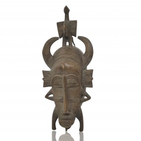 Masque africain décoratif sculpté en bois 18″h