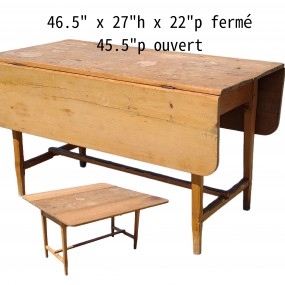 #58690 - 285$ Table à abattants rustique, plateau usé et charme du bois ancien