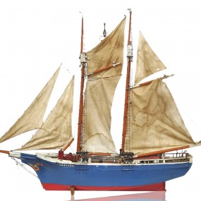 4 feets long wooden folk art sailboat