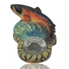 #59103 - 45$ Vintage ashtray with decorated with plaster trout 