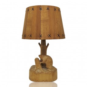 #59403 -  Folk art carved lamp with beaver 