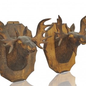 #59465 - 45$ ch. Folk art wall carved moose head, sculptures (only one available)