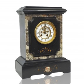 #59568 -  Napoleon III black marble clock — 19th c. elegance