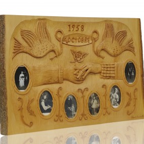 #59578 - 165$ 1958 carved wedding photo frame — folk art
