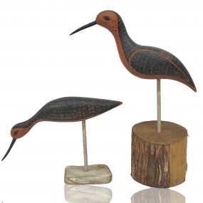 #59592 - 85$65 &  Pair of hand-carved shorebirds — folk art décor