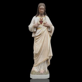 #59599 -  Antique Sacred Heart of Jesus statue — church décor