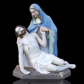 #59607 -  Painted plaster Pietà statue