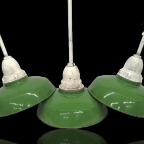#59767 -  Set of green enamel industrial lights, lamps, lighting fixtures #59767 -  Set of green enamel industrial lights, lamps, lighting fixtures