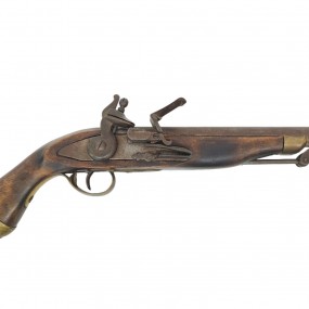 #59849 -  Antique flintlock pistol, brass and wood finish