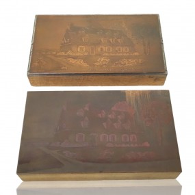 #59775 -  Set of two engraved copper printing plates showing Denis house at Neuville 