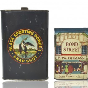 #59845 -  Pair of vintage tins, gun powder & tobacco
