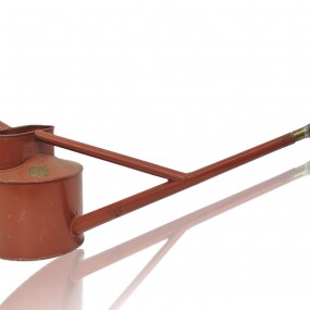 #59777 -  Vintage red metal watering can with brass spout