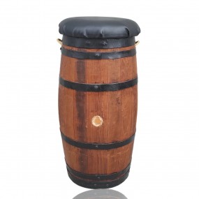 #59899 - Wooden barrel stool with padded seat — rustic charm #59899 - Wooden barrel stool with padded seat — rustic charm