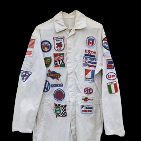 #60015 -  Combinaison de course vintage, patchs motorsport, habit, vêtement 