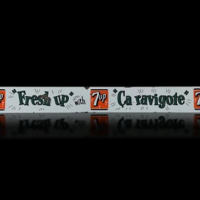 Bilingual enamel 7UP sign “Fresh up / Ça ravigote” push bar