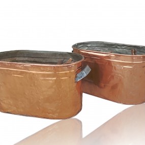 #60046 - 55$ ch. Pair of copper tubs with metal handles (only onhe available)