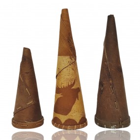 #60158 - 35$ à 65$ ch. Birch bark cones, Indigenous craft trio