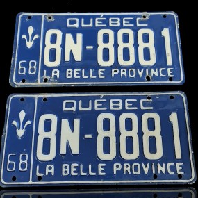 #60244 -  Vintage 1968 Quebec licenses plates 