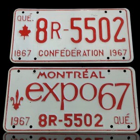#60255 - 35$ Vintage 1967 Quebec licence plates 