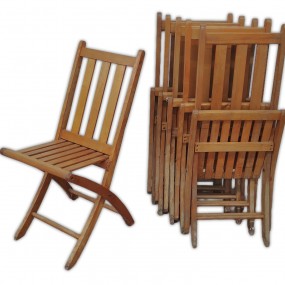 #60229 -  Wooden folding chairs set, ideal patio seating