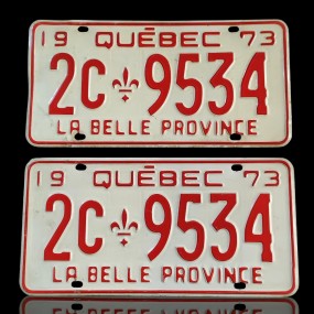#60276 - 25$ Vintage Quebec 1973 license plates 