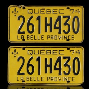 #60293 - 25$ 1974 Quebec license plates 