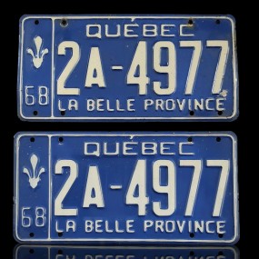 #60286 - 25$ Vintage 1968 Quebec license plates 