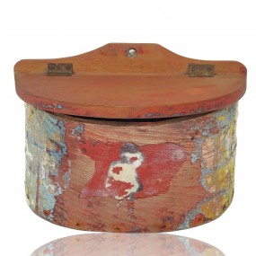 #60269 - 25$ Antique painted wall box with rich, layered patina.