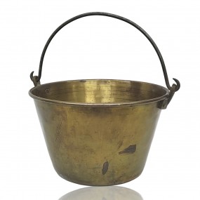 #60419 - 125$ Joli chaudron décoratif en laiton, anse forgé