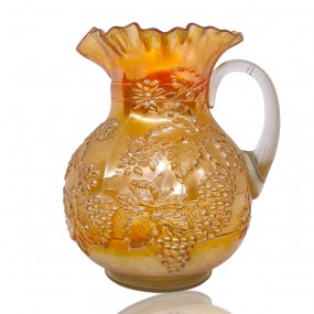 #60488 - 145$ Vintage marigold carnival glass pitcher, dish 