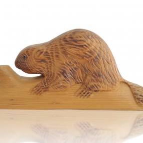 Vintage carved wooden beaver signed Leo Chagnon 