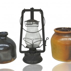 Vintage jug, lantern and crock