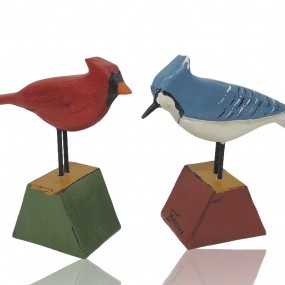 Folk art birds sculptures signed Yvon Gamache 